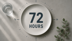 空の皿に「72 HOURS」と描かれた72時間断食のアイキャッチ画像