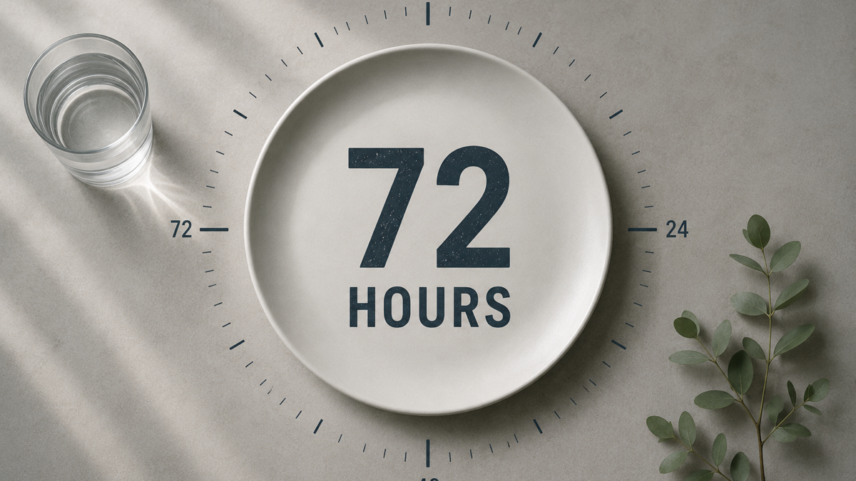 空の皿に「72 HOURS」と描かれた72時間断食のアイキャッチ画像