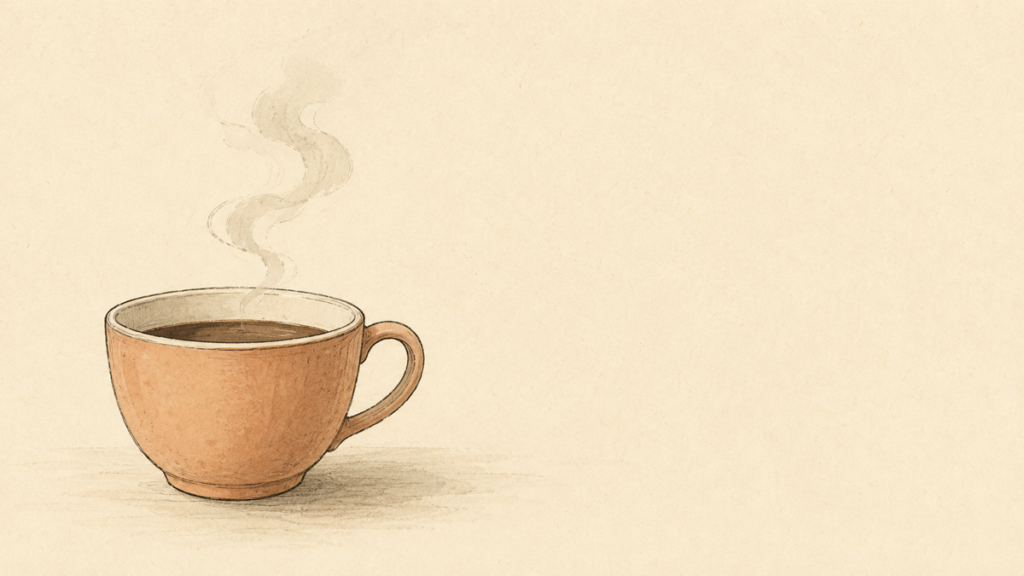 湯気が消えていくコーヒーカップのイラスト